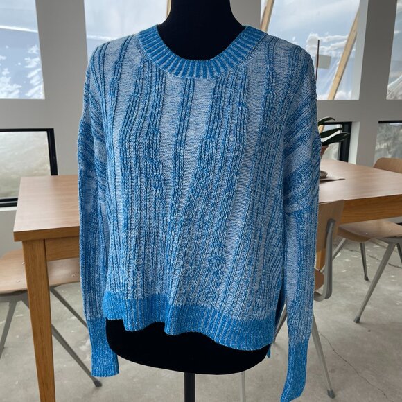 Anthropologie Pilcro Textured‎ High-Low Pullover Sweater Blue Women’s Sz Sm - Picture 6 of 7